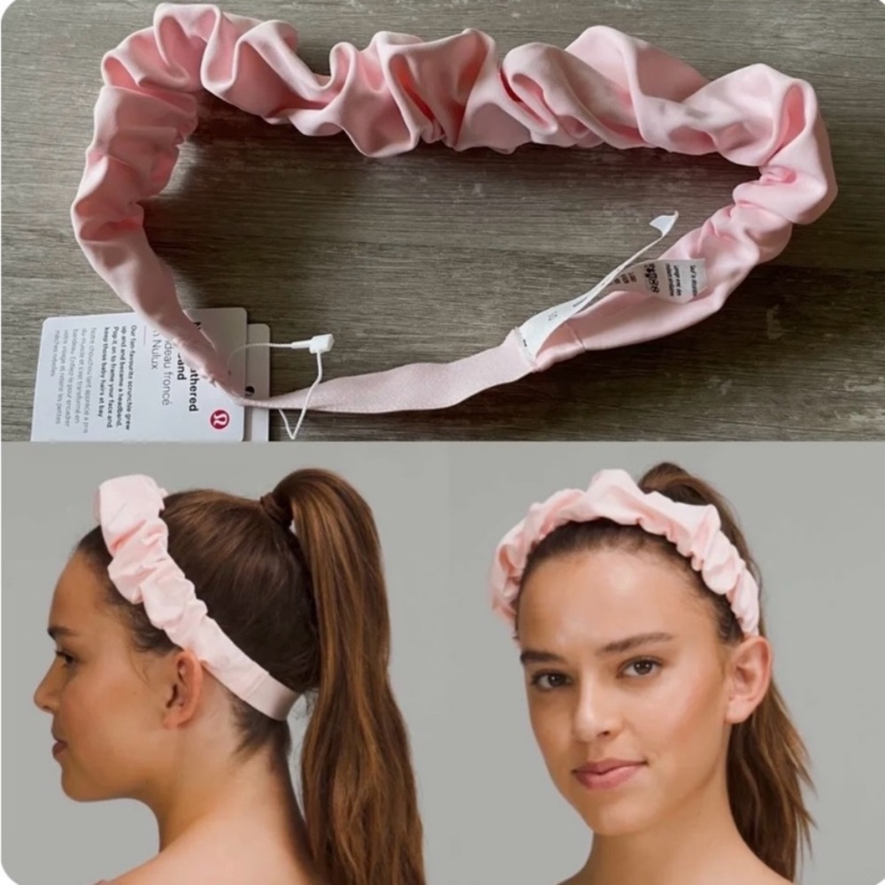Lululemon pink scrunchie headband light pink